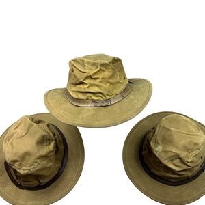 Vintage Filson tan canvas packer hat bundle of three size small